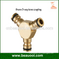 Brass 3 way hose connector